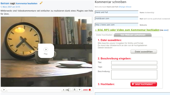 Videokommentare via Zeec.